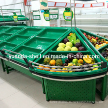 Estante de exhibición de almacenamiento de hortalizas de frutas de metal para supermercado